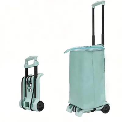 Produktbild von 2-Rad Gepäckwagen klappbar – Einkaufstrolley mit integrierter Tasche