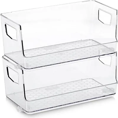 Obrázek produktu pro Sada 2 úložných boxů Zeller, stohovatelné, plastové, 2x25x12x11 cm, průhledné