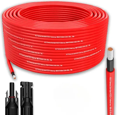 Produktbild von Solarkabel Solarleitung 100m 6mm² Photovoltaik PV Kabel  + 10 Stecker Rot