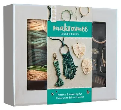 Produktbild von Makramee-Schmuckset "Choose Happy" (Petrol/Natur)