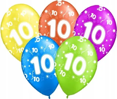Produktbild von Luftballons mit Aufdruck zum 10. Geburtstag "10", 5 St.