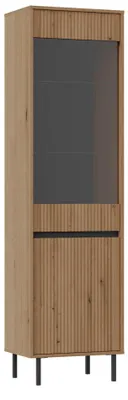 Produktbild von Selsey Osaka - Vitrine 2-türig mit geriffelter Front, Eichenholzoptik Evoke, 56 cm