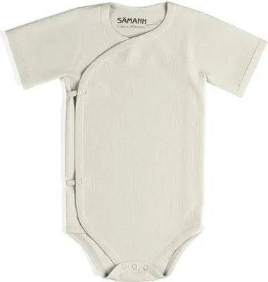 Produktbild von Baby Wickelbody aus 100% Baumwolle kurzarm gerippt 9-12 M Coconut Milk