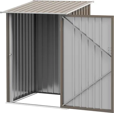 Image de Abri À Outils En Acier, Abri À Outils 0,92 M² Avec Placard De Jardin En Pente Verrouillable, Abri De Jardin, 100 X 103 X 160 Cm, Marron