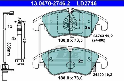 Zdjęcie produktu dla Klocki Hamulcowe Audi Przód A4/A5 1,8-3,2 07-17 Ceramic