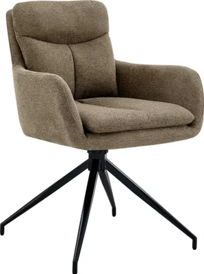 Produktbild von CLP Esszimmerstuhl Somers Stoff 180° Schwenkfunktion mit Armlehnen und Rückenlehne braun