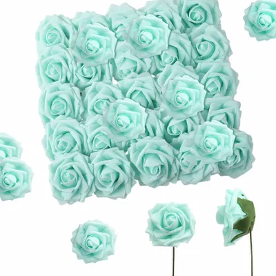 Image de Roses artificielles avec tiges - 25 pièces - Fleurs décoratives pour mariage et pour la maison