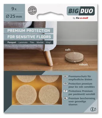 Zdjęcie produktu dla Ślizgacze do parkietu Big-Duo okrągłe 25 mm fix-o-moll