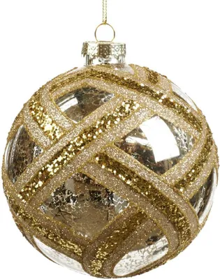 Produktbild von Goodwill Weihnachtskugel Glas Silber-Gold D 10 cm Sonderangebot pro 2 Stück