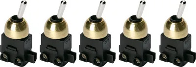 Produktbild von Kippschalter Einbauschalter für Leuchten Lampen, mit ON/OFF Ein/Aus Funktion, 250V 1polig 2(1) A LS-2 Lampen Tischlampen Wandleuchten, 5 Stück, Messing Gold