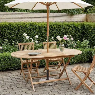 Productafbeelding van Maison Exclusive - Opklapbare tuintafel, naturel, 160 x 80 x 76 cm, massief teakhout