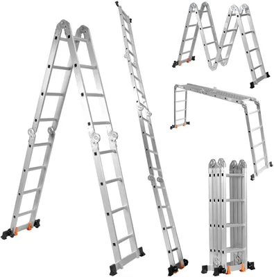Produktbild von COSTWAY Multifunktionsleiter Alu, Klappleiter Mehrzweckleiter belastbar bis 150 kg, 4,7 m Gesamtlaenge