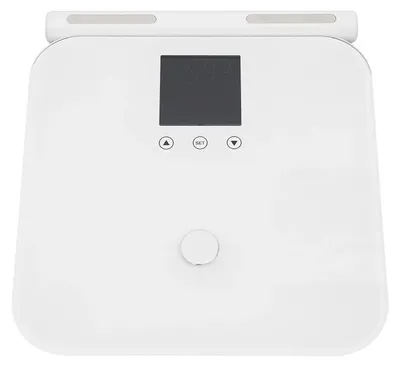 Immagine prodotto di Bilancia impedenziometrica per la misurazione della massa grassa corporea - Bilancia elettronica per persone - 8 elettrodi - 28 parametri corporei - Capacità massima di 180 kg - Display LCD - Colore: bianco