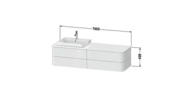 Produktbild von Waschtischunterbau HAPPY D.2 PLUS 1600x550mm 4 Schubk WT re ta s-matt o ES taupe supermatt ohne Einrichtungssystem