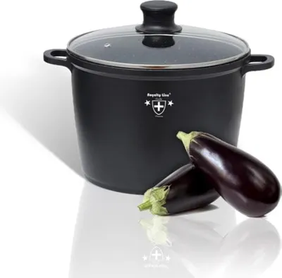 Image de 28 cm Marmite à soupe avec revêtement marbré - durable et élégant - 1 pièce - noir - marbré
