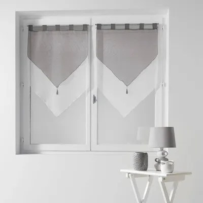 Immagine prodotto di Tenda corta con passanti DUO, in voile, con frangia, 2 pezzi 60 x 120 cm