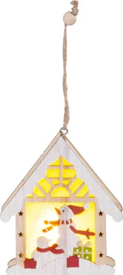 Immagine prodotto di MagicHome decorazione natalizia, pupazzo di neve in una casetta, LED, appeso, 9,2x3x10,4 cm