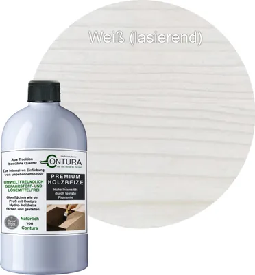 Produktbild von Contura 250ml. Holzbeize Wasserbeize Möbel Farbe - Weiß lasierend
