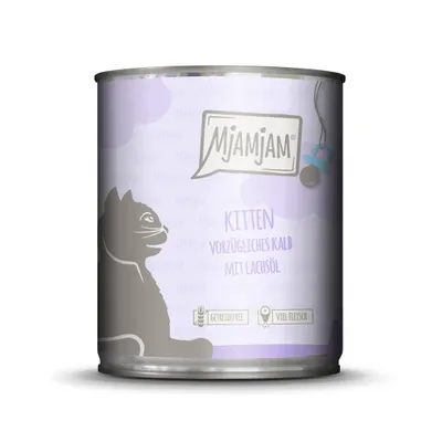Produktbild von MjAMjAM 6x400g Kalb mit Lachsöl Nassfutter für Kitten Hauptfutter natur