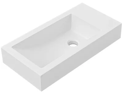 Immagine prodotto di CERANO - Lavabo in marmo colato Sofia - con troppopieno - bianco opaco - 50x25 cm