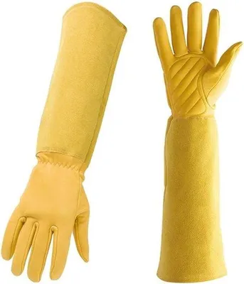Produktbild von Lange, geel, bloemenprint, ademende, tuiniershandschoenen