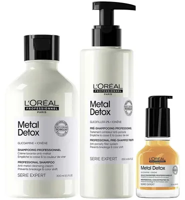 Productafbeelding van L'Oréal Professionnel - Metal Detox Pre-Shampoo + Shampoo + Olie Voordeelset