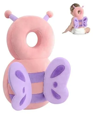 Produktbild von Baby Kopfschutz Rucksack, Kleinkind Säugling Kopfschutz, Kleinkind Kopfschutzpolster Rucksack Elastische Tragehilfe (Rosa Schmetterling)