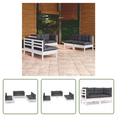 Produktbild von The Living Store 6-tlg. Garten-Lounge-Set mit Kissen Kiefer Massivholz