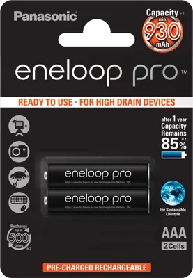 Image de Panasonic eneloop AAA/HR03, 930 mAh, Accumulateurs Ni-MH, 2 pièce(s)