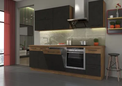 Produktbild von Küche VIGO Basic Matera Grau Lancelot 240 cm Küchenzeile Küchenblock Einbauküche