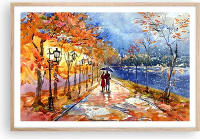 Produktbild von Gerahmtes Poster - Rahmen in heller Eiche - Park Paar Baum - 91,5x61 cm - Wand Bild - Wanddeko - Wandbilder - Kunstposter - Wandposter - Bilderrahmen - Bilder - Kunstdruck - Wandbild - P2NAA91x61-3557