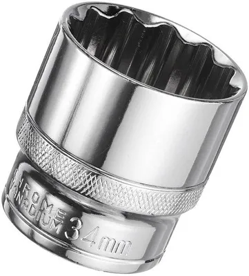 Obrázok produktu pre Sada kľúčov 34 mm - 1/2 palca - 12-dielna - chróm-vanádiová oceľ - pre vysoké zaťaženie - povrch s chrómovaním - kľúče s plochou hlavou