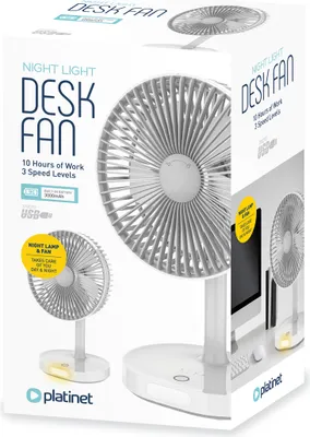 Obrázok produktu pre Platinet rechargeable fan 3000mAh, white/grey (45242)