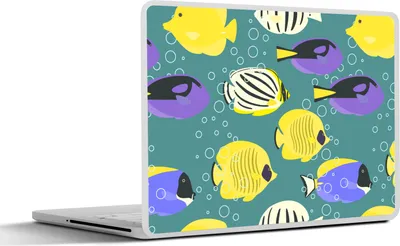 Produktbild von MuchoWow® Laptop Aufkleber Sticker Cover Muster - Fisch - Wasser 25x18 cm - Laptop-Deko