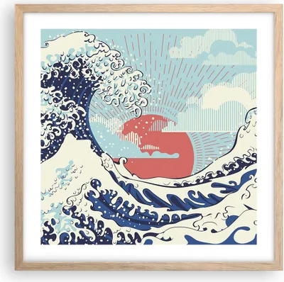 Produktbild von Gerahmtes Poster - Rahmen in heller Eiche - Rot modern vielleicht - 50x50 cm - Wand Bild - Wanddeko - Wandbilder - Kunstposter - Wandposter - Bilderrahmen - Bilder - Kunstdruck - P2NAC50x50-4435