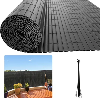 Produktbild von TolleTour PVC Sichtschutzmatte Sichtschutzzaun Balkon Windschutz Sichtschutz für Zaun Grau 80x700cm