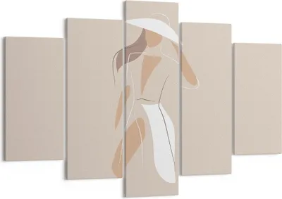 Produktbild von Bild auf Leinwand - Leinwandbild - 5 Teile - Minimalismus Frau Buntstift - 150x100cm - Wand Bild - Wanddeko - Wandbilder - Leinwanddruck - Bilder - Wanddekoration - Leinwand bilder - EA150x100-4603