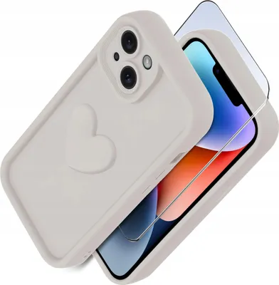 Zdjęcie produktu dla Etui do iPhone 13 | 14 silikonowe MATOWE serce + Szkło ochronne na ekran 9H