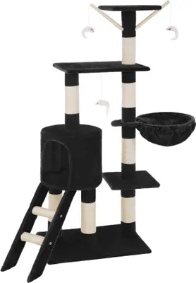 Image de tectake® Arbre à chat Dominik 144 cm avec escalier, 3 souris de jeu et protection anti-basculement