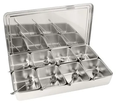 Image de Boîte à épices en aluminium avec 8 compartiments et couvercles