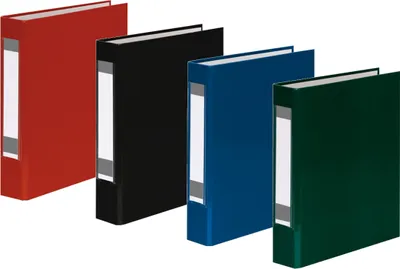 Produktbild von 4x Ringbuch mit Rückenschild / DIN A5 / 2-Ring / je 1x rot,schwarz,blau,grün
