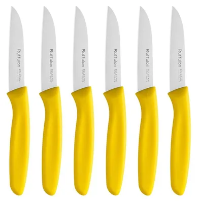 Obrázok produktu pre Škrabky na zeleninu, 6 kusov, nerezová oceľ, plastová rukoväť, žltá, 3 palce