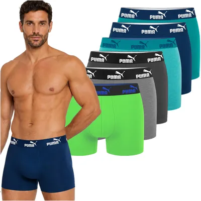 Zdjęcie produktu dla Puma Bokserki Męskie 6 Sztuk Majtki Bawełna Neon Green Navy Mix Rozmiar L