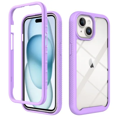 Obrázek produktu pro Pouzdro pro iPhone 15, Hybrid Průhledné Zadní Kryt, Robustní TPU Nárazník, Nárazuvzdorné Pouzdro Fialová