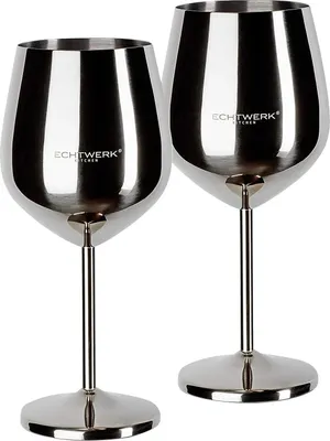 Immagine prodotto di Echtwerk bicchieri da vino infrangibili/ calici da vino in acciaio inox 2 pezzi, 21x 7,3cm, 0,5L, colore:acciaio inox
