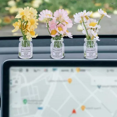 Produktbild von Auto Deko Blumen für das Armaturenbrett - Interieur Accessoires - Grappige Geschenkideen - Blumenmotiv - Autoaccessoires