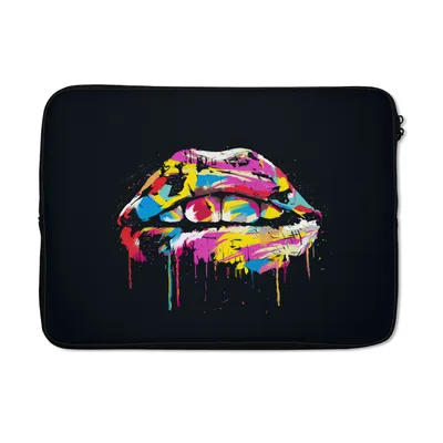 Produktbild von MuchoWow® Laptop Hülle 14 ZollLippen - Bunt - Farbe - Schwarz Laptoptasche - Laptoptasche - Stoßsicher - Schutzhaube