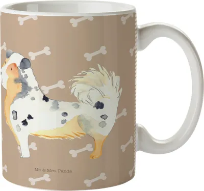 Produktbild von Mr. & Mrs. Panda Pott Hund Australien Shepherd - Hundeglück - Geschenk, Haferl, Mehrwegbecher, Sprüche, Trinklernbecher, Spruch, Plastikbecher, Kinderbecher