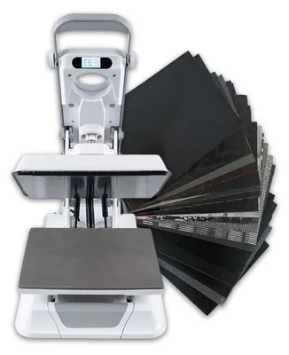 Produktbild von Plottermarie Transferpresse MerchMaker + Black Mix Folien Set - Textildruck, T-Shirts, Flexfolie, Flockfolie