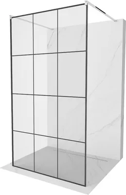 Produktbild von Mexen Kioto freistehende Duschwand 100 x 200 cm, Transparent/Schwarzes Design 8 mm, Chrom - 800-100-002-01-77